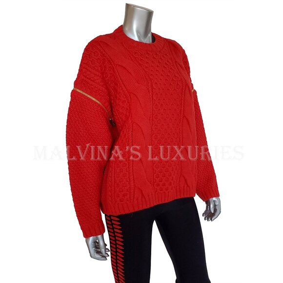 GUCCI SWEATER CABLE KNIT RED WOOL DETACHABLE SLEEVES JUMPER sz M - Picture 7 of 15